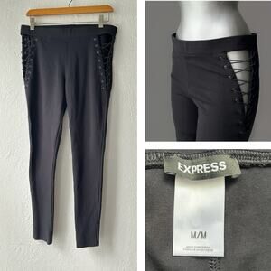 Express Lace Up Side Pull On Legging Stretch Pant Medium Sexy Cut Out